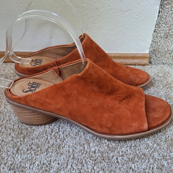 Sofft Carrey Womens Pumpkin Suede Slide Sandals Open Toe Heeled Size 9.5 - Picture 3 of 8
